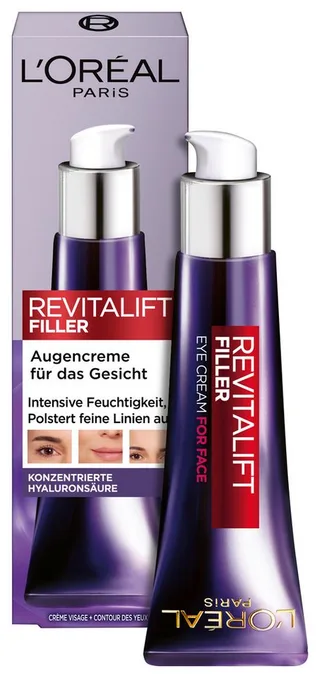 Gesichtspflege REVITALIFT FILLER AUGENCREME FÜR DAS GESICHT, mit Hyaluronsäure, glättet die Haut, feuchtigkeitsspendend de L'Oréal Paris en Blanc – photo du produit 1 sur 5
