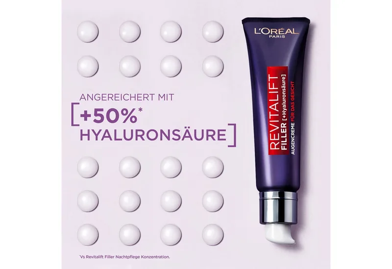 Gesichtspflege REVITALIFT FILLER AUGENCREME FÜR DAS GESICHT, mit Hyaluronsäure, glättet die Haut, feuchtigkeitsspendend de L'Oréal Paris en Blanc – photo du produit 4 sur 5