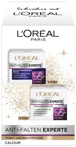 Gesichtspflege-Set Anti-Falten Experte Duo, für reife Haut, mit Calcium, pflegend de L'Oréal Paris en Blanc – photo du produit 1 sur 4