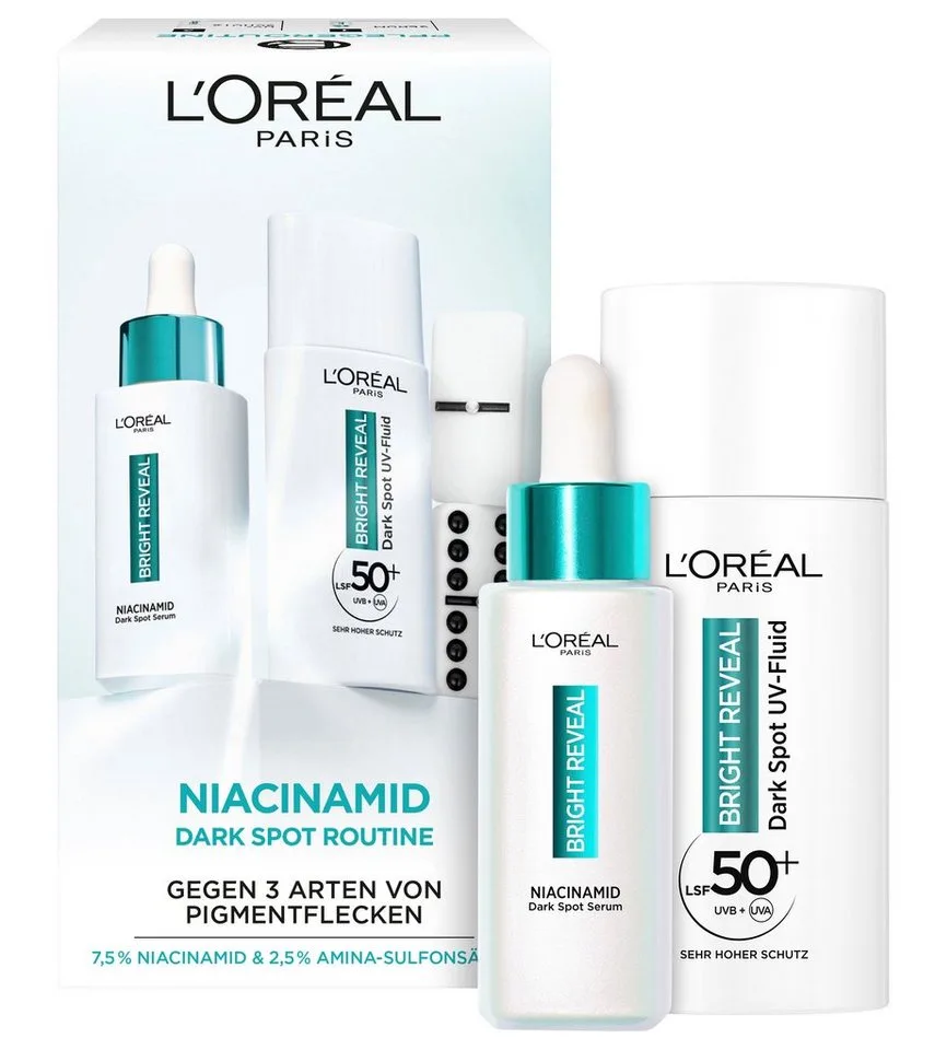 Gesichtspflege-Set BRIGHT REVEAL SET Set, 2-tlg., mit Niacinamid von L'Oréal Paris in Weiß – Produktfoto