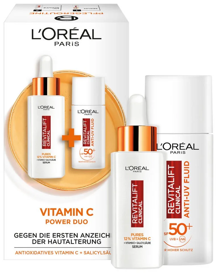 Gesichtspflege-Set REVITALIFT VITAMIN C POWER DUO Set, 2-tlg., LSF 50, beugt Fältchen und Pigmentflecken vor by L'Oréal Paris in White – product photo