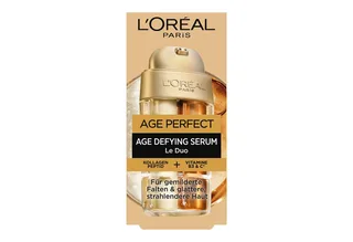 Gesichtsserum AGE PERFECT ANTI-AGING SERUM LE DUO MINI-FORMAT, intensive Pflege, mildert Falten, kräftigt die Haut fra L'Oréal Paris i Hvid – produktbillede 4 af 5