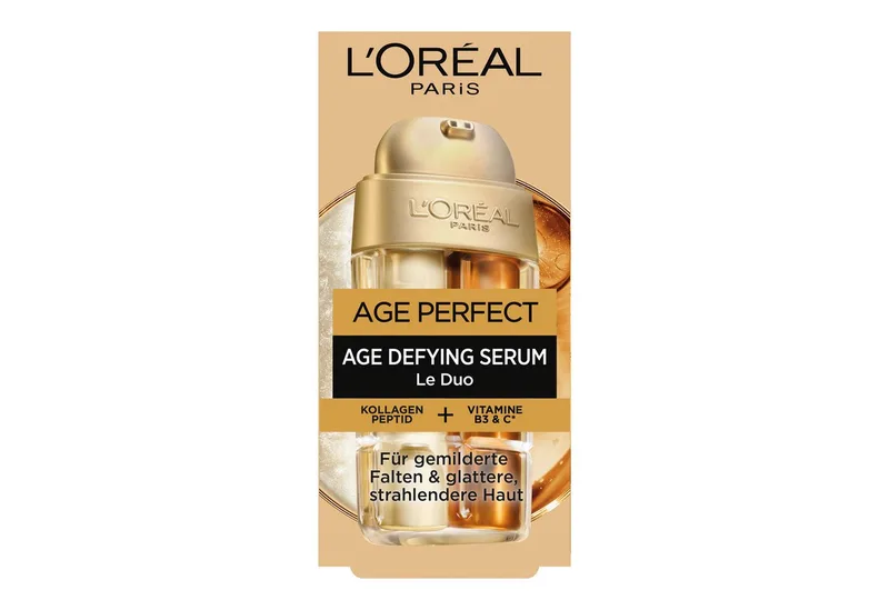Gesichtsserum AGE PERFECT ANTI-AGING SERUM LE DUO MINI-FORMAT, intensive Pflege, mildert Falten, kräftigt die Haut fra L'Oréal Paris i Hvid – produktbillede 4 af 5