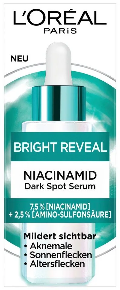 Gesichtsserum BRIGHT REVEAL DARK SPOT NIACINAMID SERUM, hilft Pigment-Sonnen- und Altersflecken sowie Aknemale zu mildern von L'Oréal Paris in Weiß – Produktfoto 3 von 5