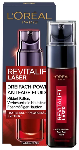 Gesichtsserum REVITALIFT LASER DREIFACH-POWER ANTI-AGE FLUID, sichtbar jüngere Haut, mildert Falten, Straffungs-Effekt by L'Oréal Paris in Red – product photo 1 of 3