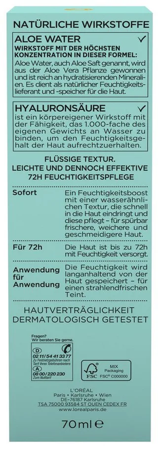 Hydra Genius Aloe Water – Normale Huid tot Gecombineerde Huid Face Fluid de L'Oréal Paris en 70 ml – photo du produit 4 sur 5