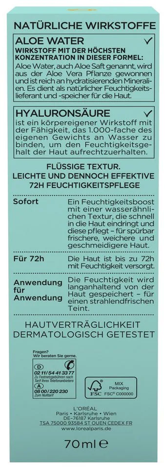 Hydra Genius Aloe Water – Normale Huid tot Gecombineerde Huid Face Fluid de L'Oréal Paris en 70 ml – photo du produit 4 sur 5