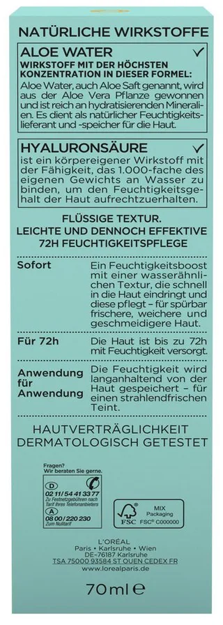 Hydra Genius Aloe Water - Normale tot droge huid Face Fluid fra L'Oréal Paris i 70 ml – produktbillede 5 af 5