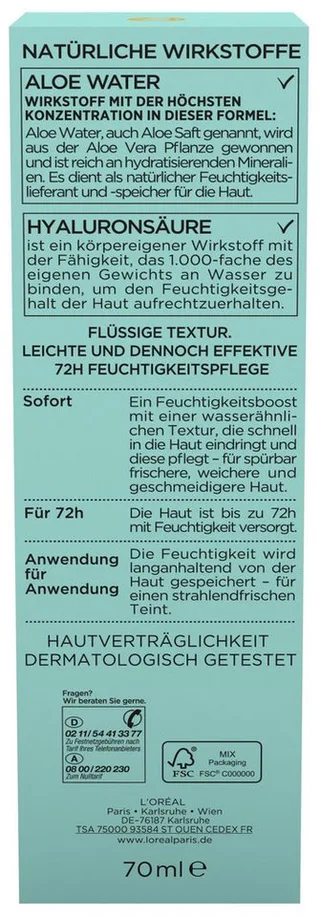 Hydra Genius Aloe Water - Sensible Haut Face Fluid fra L'Oréal Paris i 70 ml – produktbillede 3 af 5