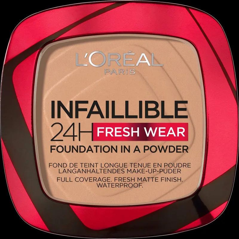 Infaillible 24h Fresh Wear Foundation in a Powder - 220 Sand - poeder - foundation en poeder in één - 24 uur lang een natuurlijke, egale en matte finish - geeft niet af - makkelijk aan te brengen van L'Oréal Paris in 220 Sand – productfoto