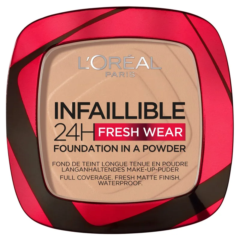 Infaillible 24h Fresh Wear Foundation in a Powder - poeder - foundation en poeder in één - 24 uur lang een natuurlijke, egale en matte finish - geeft niet af - 120 Vanille - 9 gr. van L'Oréal Paris in 120 Vanille – productfoto
