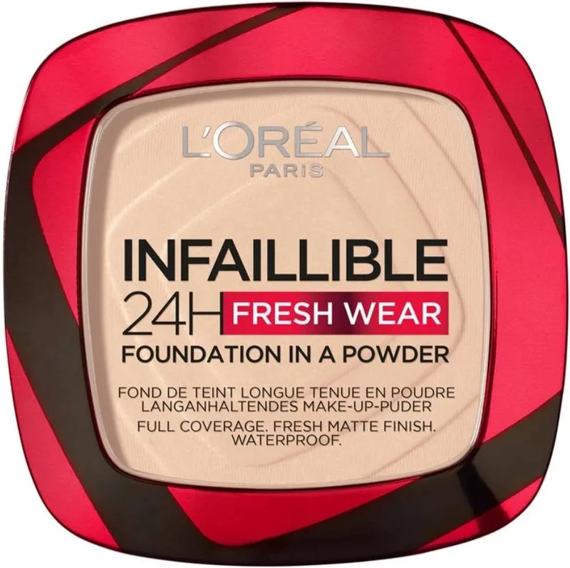 Infaillible 24h Fresh Wear Foundation in a Powder - poeder - foundation en poeder in één - 24 uur lang een natuurlijke, egale en matte finish - geeft niet af - 20 Ivory - 9 gr. van L'Oréal Paris in 20 Ivory – productfoto