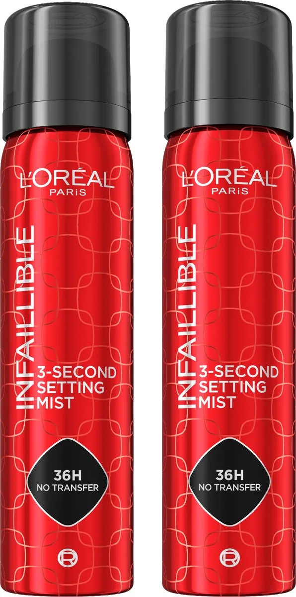 Infaillible 3-second Setting Mist - Transferproof in 3 seconden - Houdt make-up tot 36u* mooi - 2x 75ml de L'Oréal Paris – photo du produit