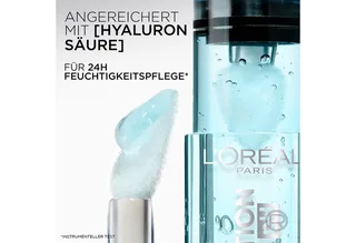Lipgloss PARADISE PLUMP AMBITION HYALURON LIP OIL, mit Hyaluronsäure und Tripeptiden, ohne zu kleben fra L'Oréal Paris i Rød – produktbillede 3 af 5