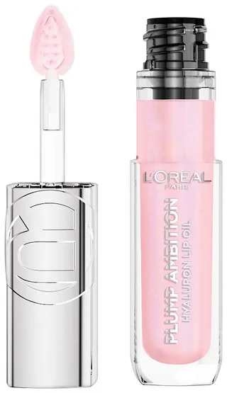 Lipgloss PARADISE PLUMP AMBITION HYALURON LIP OIL, mit Hyaluronsäure und Tripeptiden, ohne zu kleben fra L'Oréal Paris i Hvid – produktbillede 1 af 4