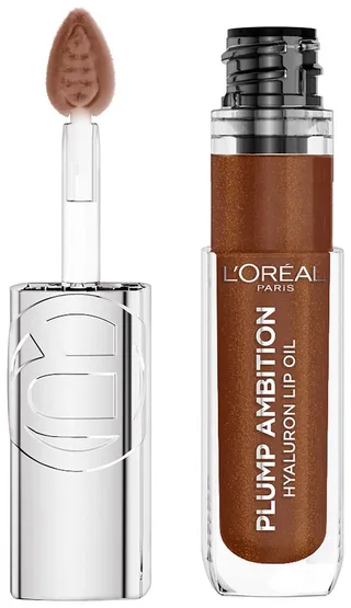 Lipgloss PARADISE PLUMP AMBITION HYALURON LIP OIL, mit Hyaluronsäure und Tripeptiden, ohne zu kleben von L'Oréal Paris in Weiß – Produktfoto 1 von 4