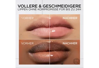 Lipgloss PARADISE PLUMP AMBITION HYALURON LIP OIL, mit Hyaluronsäure und Tripeptiden, ohne zu kleben fra L'Oréal Paris i Hvid – produktbillede 4 af 4
