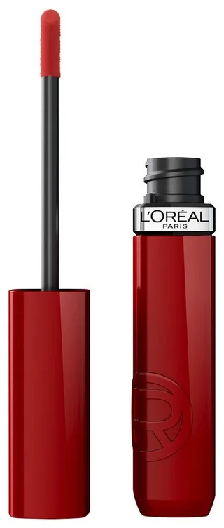 Lippenstift INFAILLIBLE LAQUE RESISTANCE 16H, mit intensiver Farbe und Glanz, bis zu 16 Stunden Halt van L'Oréal Paris in Rood – productfoto 1 van 3