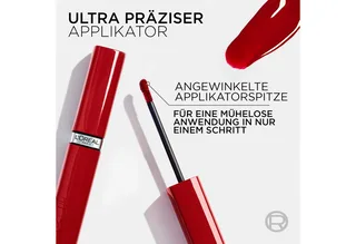 Lippenstift INFAILLIBLE LAQUE RESISTANCE 16H, mit intensiver Farbe und Glanz, bis zu 16 Stunden Halt van L'Oréal Paris in Rood – productfoto 3 van 3