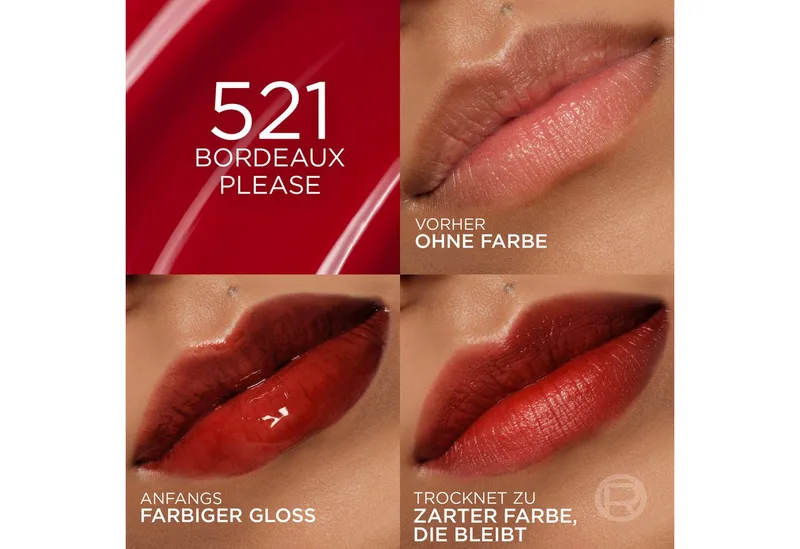 Lippenstift PARADISE HYALURON TINT LIP STAIN SERUM, mit flüssiger Textur, feuchtigkeitsspendende Formel fra L'Oréal Paris i Rød – produktbillede 3 af 4