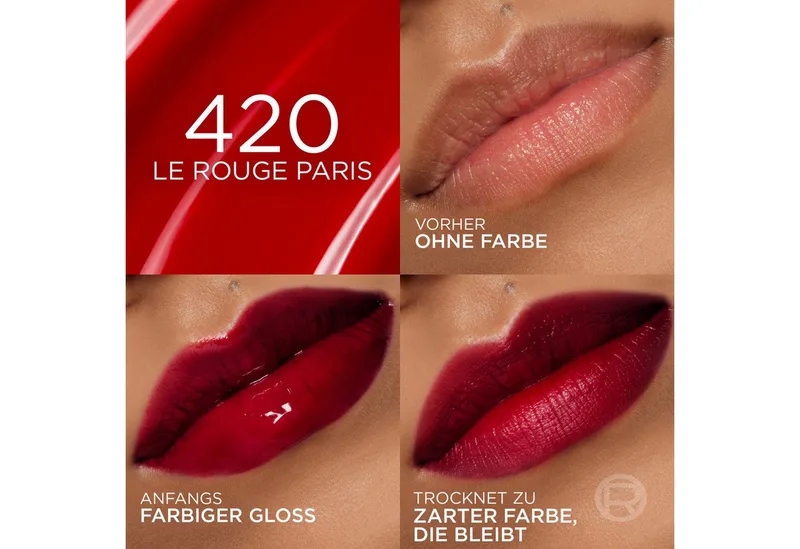 Lippenstift PARADISE HYALURON TINT LIP STAIN SERUM, mit flüssiger Textur, feuchtigkeitsspendende Formel von L'Oréal Paris in Rot – Produktfoto 3 von 4
