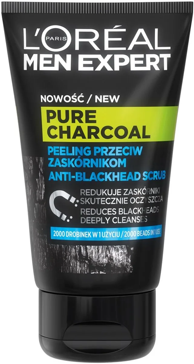 Men Expert Peeling Against Blackheads Pure Power Charcoal fra L'Oréal Paris i 100 ml – produktbillede