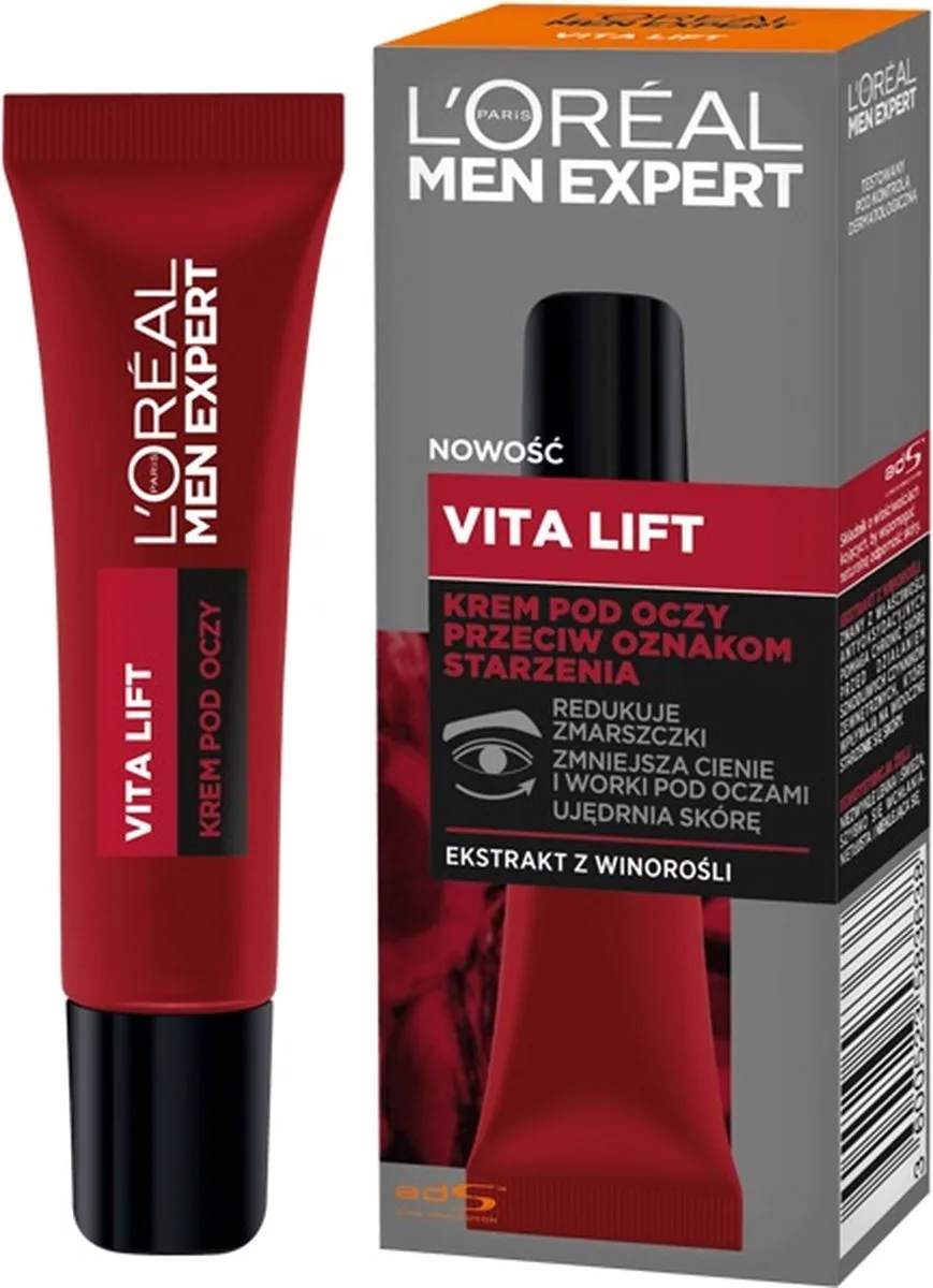 Men Expert Vitalift Cream Under Eyes Against Mark Aging van L'Oréal Paris in 15 ml – productfoto