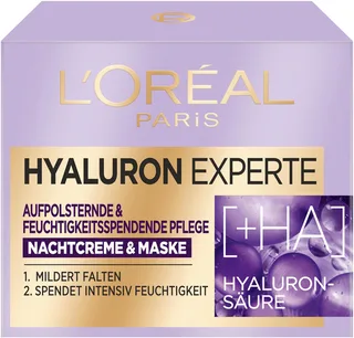 Nachtcreme Hyaluron Experte Nachtcreme & Maske, mit reichhaltiger Formel von L'Oréal Paris in Weiß – Produktfoto 2 von 4