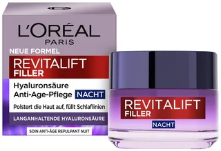Nachtcreme REVITALIFT FILLER ANTI-AGE PFLEGE NACHT, mit Hyaluronsäure, intensive Aufpolsterung, mildert Falten de L'Oréal Paris en Blanc – photo du produit 1 sur 3