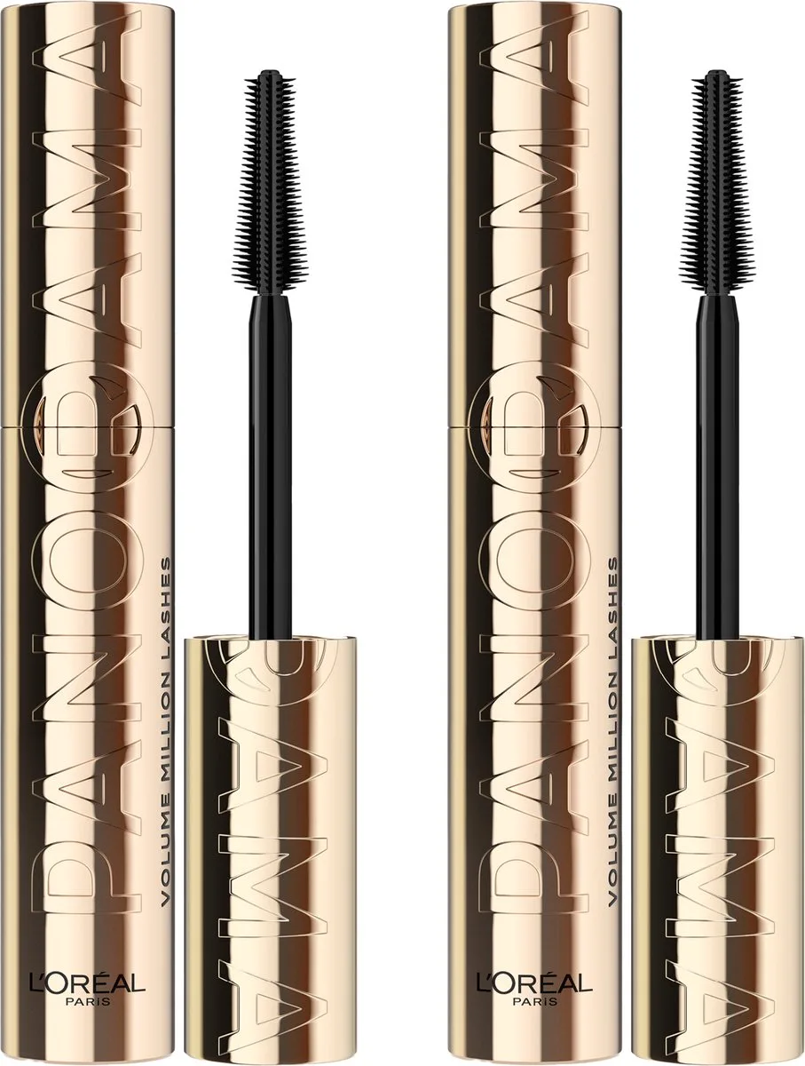 Panorama Mascara Black - Lengte, separatie en volume Mascara - Korte en lange borstelhaartjes voor groter lijkende ogen - Zwart - 2x 8ml de L'Oréal Paris en Zwart. – photo du produit