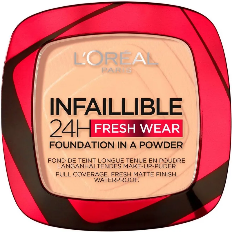 Puder INFAILLIBLE 24H FRESH WEAR FOUNDATION IN A POWDER, mit langanhaltender Formel fra L'Oréal Paris i Brun – produktbillede 1 af 2