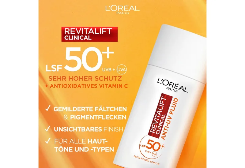 Revitalift Clinical dagelijks anti-UV fluid SPF 50+ Zonnecrème van L'Oréal Paris in 50 ml – productfoto 4 van 5