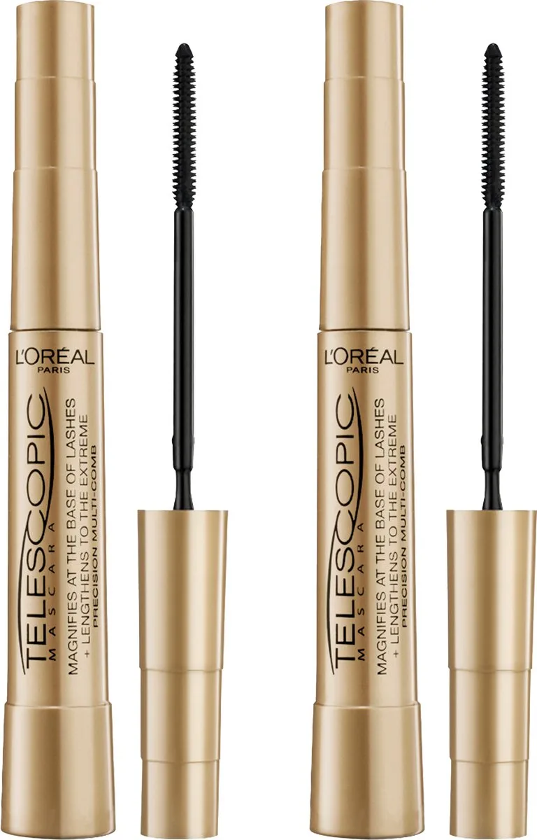Telescopic Mascara - Lengte mascara voor zichtbaar langere wimpers - Volume zonder klontjes - 2x 8ml de L'Oréal Paris en Noir – photo du produit