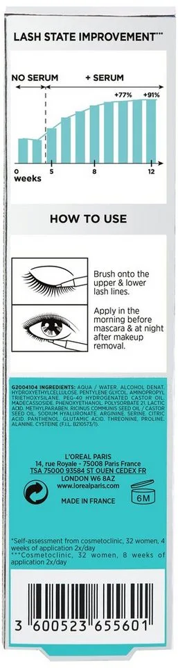 Wimpernserum PARADISE CLINICALLY PROVEN LASH SERUM, mit Hyaloronsäure fra L'Oréal Paris i Hvid – produktbillede 5 af 5