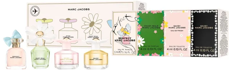 Travel Exclusive Giftset - Perfect EDP 5 ml + Daisy Wild EDP 4 ml + Daisy Eau So Fresh EDT 4 ml + Daisy EDT 4 ml - cadeauset voor dames fra Marc Jacobs – produktbillede