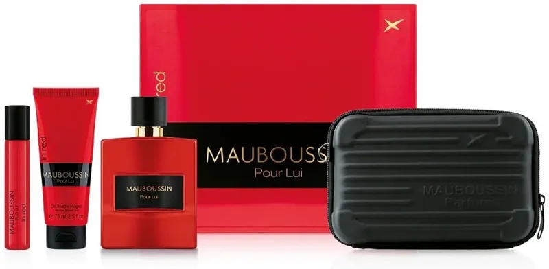 Pour Lui In Red Gift Set Edp 100 Ml, Shower Gel 75 Ml, Edp 20 Ml And Shoulder Bag fra Mauboussin – produktbillede