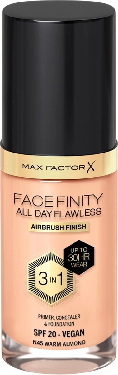 Facefinity All Day Flawless Foundation de Max Factor en N45 Warm Almond – photo du produit