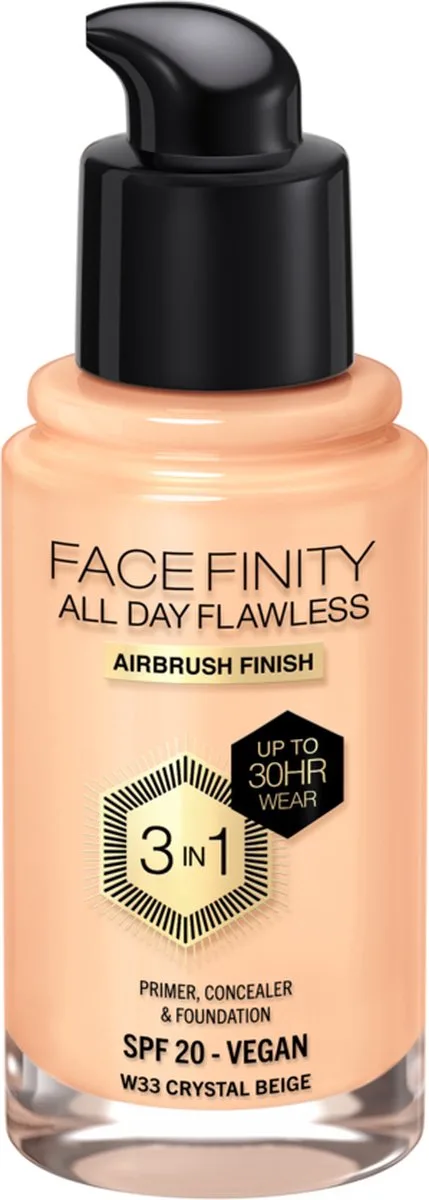 Facefinity All Day Flawless Foundation de Max Factor en W33 Crystal Beige – photo du produit