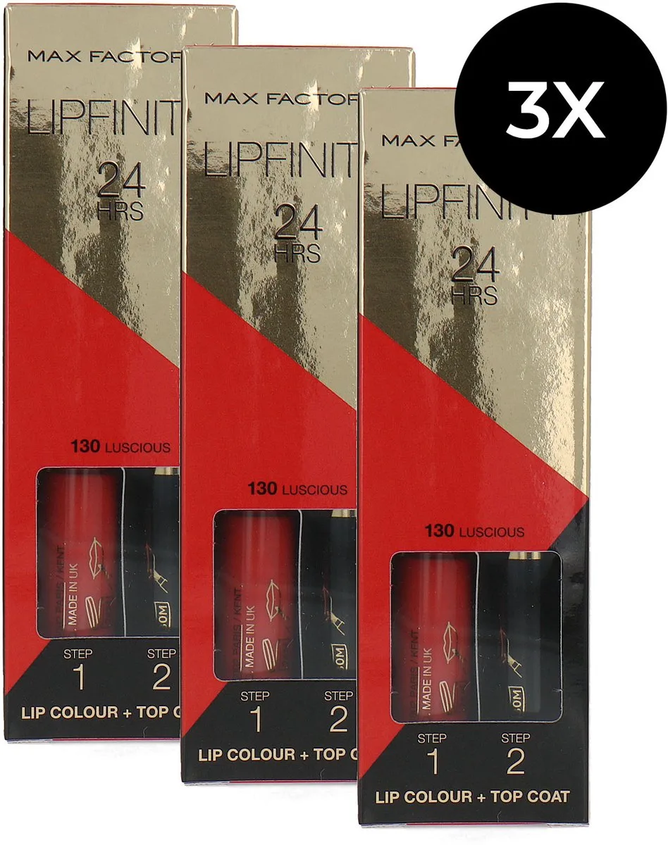 Lipfinity 24HRS Lip Colour - 130 Luscious (Set van 3) van Max Factor in 130 Luscious – productfoto
