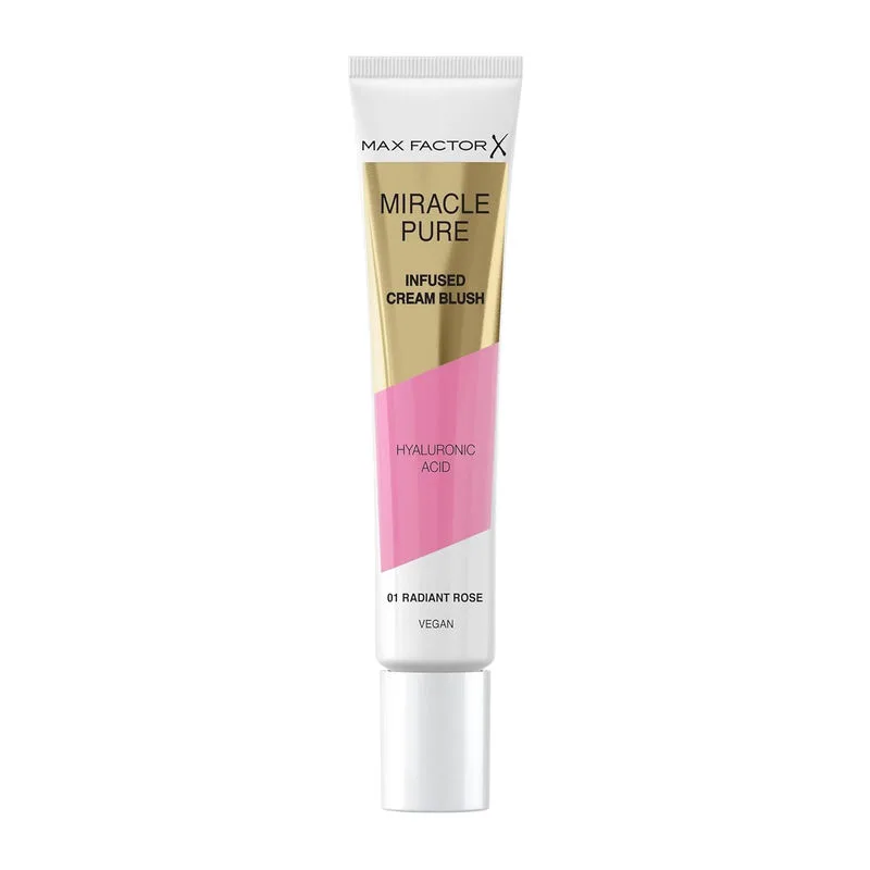 Miracle Pure Creme-Rouge, hautverbesserndes Rouge mit Hyaluronsäure und Squalan, bietet 24H Feuchtigkeit, vegane und hochpigmentierte Formel, Fb. 01 Strahlende Rose von Max Factor – Produktfoto