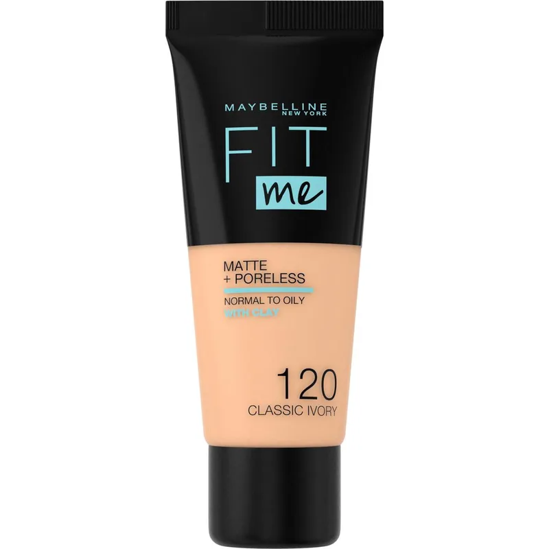 Fit Me Matte + Poreless Foundation - 120 Classic Ivory - Medium Dekkende Foundation met Matte Finish voor de Normale tot Vette Huid - 30 ml de Maybelline en 120 Classic Ivory – photo du produit