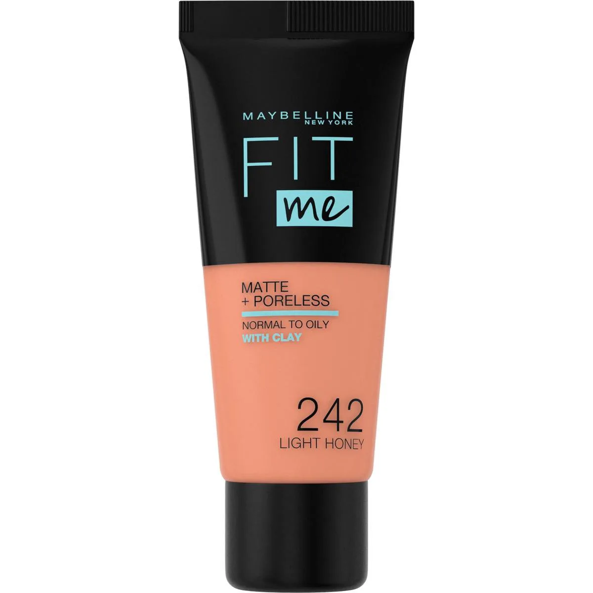 Fit Me Matte + Poreless Foundation - 242 Light Honey - Medium Dekkende Foundation met Matte Finish voor de Normale tot Vette Huid - 30 ml från Maybelline i 242 Light Honey – produktbild