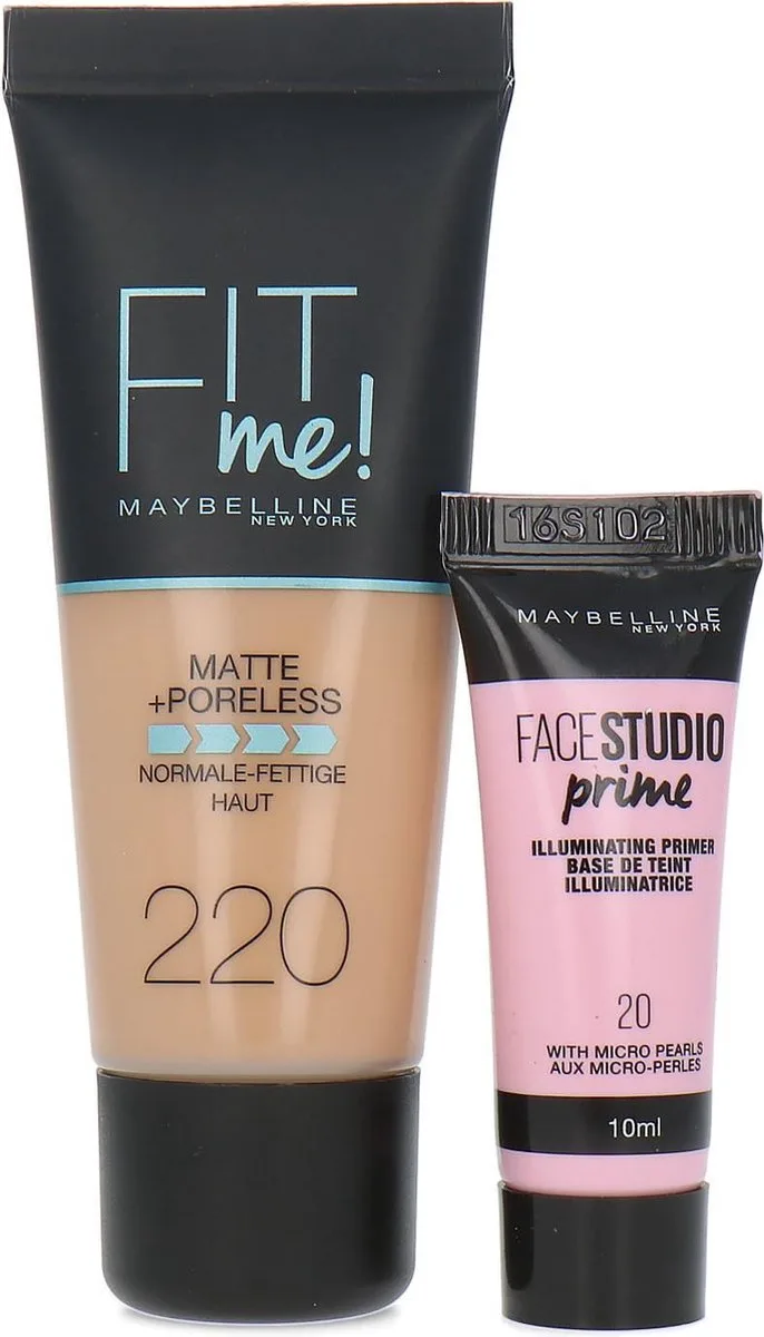 Fit Me Matte + Poreless Foundation + Facestudio Prime - 220 Natural Beige (voor normale tot vette huid) van Maybelline in 220 Natural Beige – productfoto