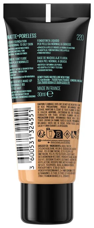 Foundation FIT ME! MATTE + PORELESS MAKE-UP, für einen natürlich mattierten Teint, leichte bis mittlere Deckkraft von Maybelline in Beige – Produktfoto 3 von 3
