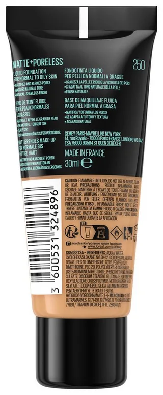 Foundation FIT ME! MATTE + PORELESS MAKE-UP, für einen natürlich mattierten Teint, leichte bis mittlere Deckkraft fra Maybelline i Beige – produktbillede 3 af 3