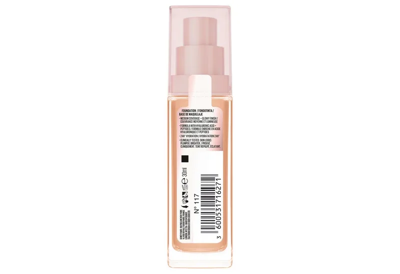 Foundation LIFTER PLUMP AND GLOW FOUNDATION, verleiht sofort einen strahlenden Glow fra Maybelline i Beige – produktbillede 3 af 4