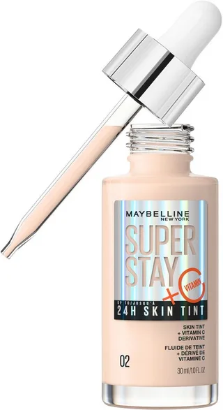 Foundation SUPER STAY 24H SKIN TINT MIT VITAMIN C, bietet dank hautähnlicher Pigmente eine leichte bis mittlere Deckkraft fra Maybelline i Beige – produktbillede 1 af 3