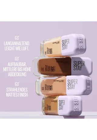 Foundation SUPER STAY LUMI MATTE FOUNDATION, mittlere bis hohe Deckkraft, ultra-frisches mattes Finish fra Maybelline i Beige – produktbillede 3 af 3