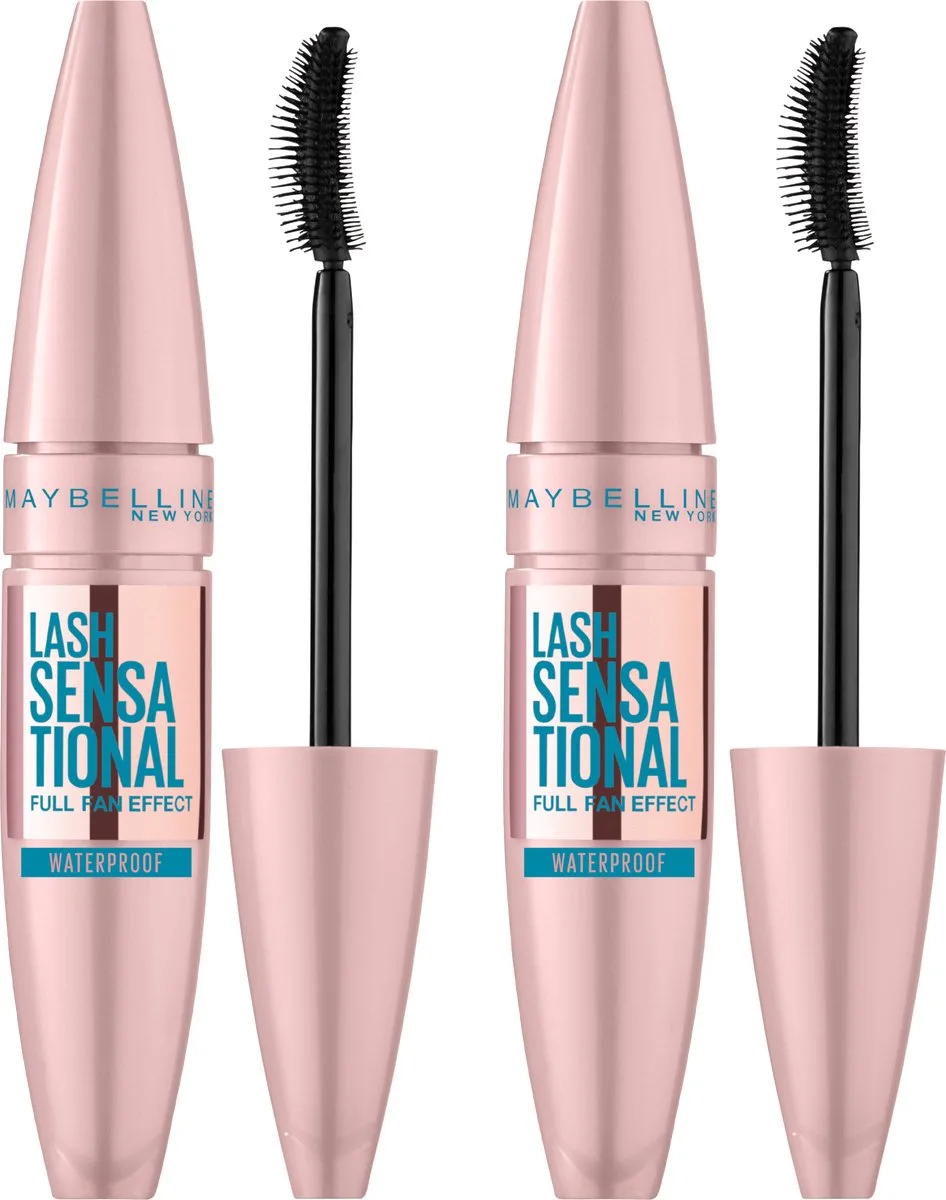 Lash Sensational Mascara - Waterproof - Zwarte Waterproof Volume Mascara - 2x 9,5 ml by Maybelline in Very Black – product photo
