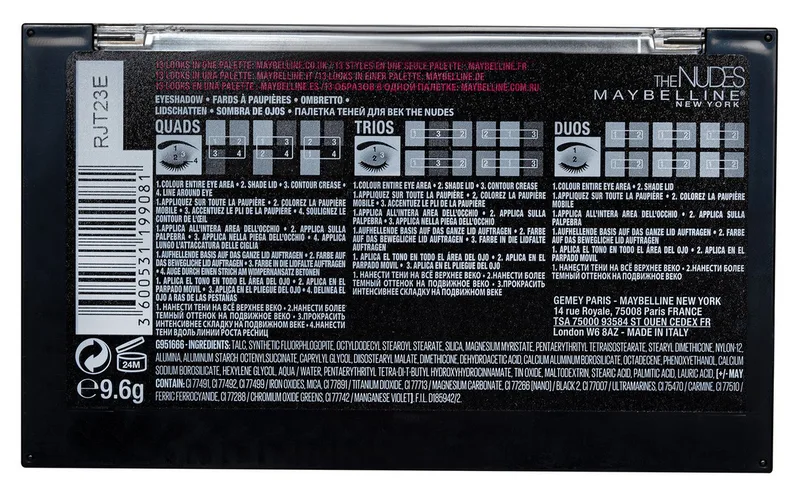 Lidschatten-Palette THE NUDES, mit warmen Erdtönen fra Maybelline i Flerfarvet – produktbillede 4 af 4